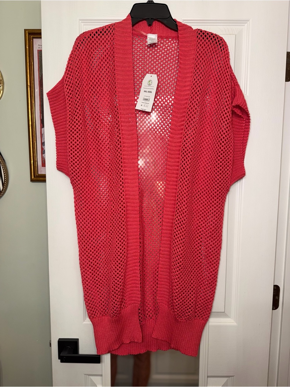 Women's Open-Front Coral Mesh Sweater Cardigan NWT